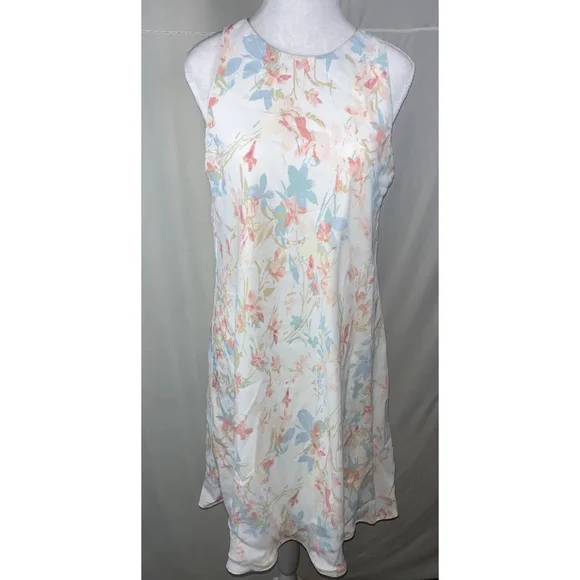 Lauren Ralph Lauren Women's Floral Crepe Dress White Size 8 Long Length - Picture 10 of 10